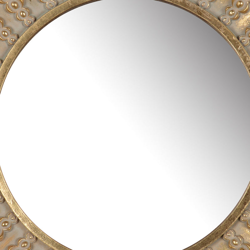 Polyresin Framed Round Wall Mirror With Ornamental Embellishments Gold-zoom-