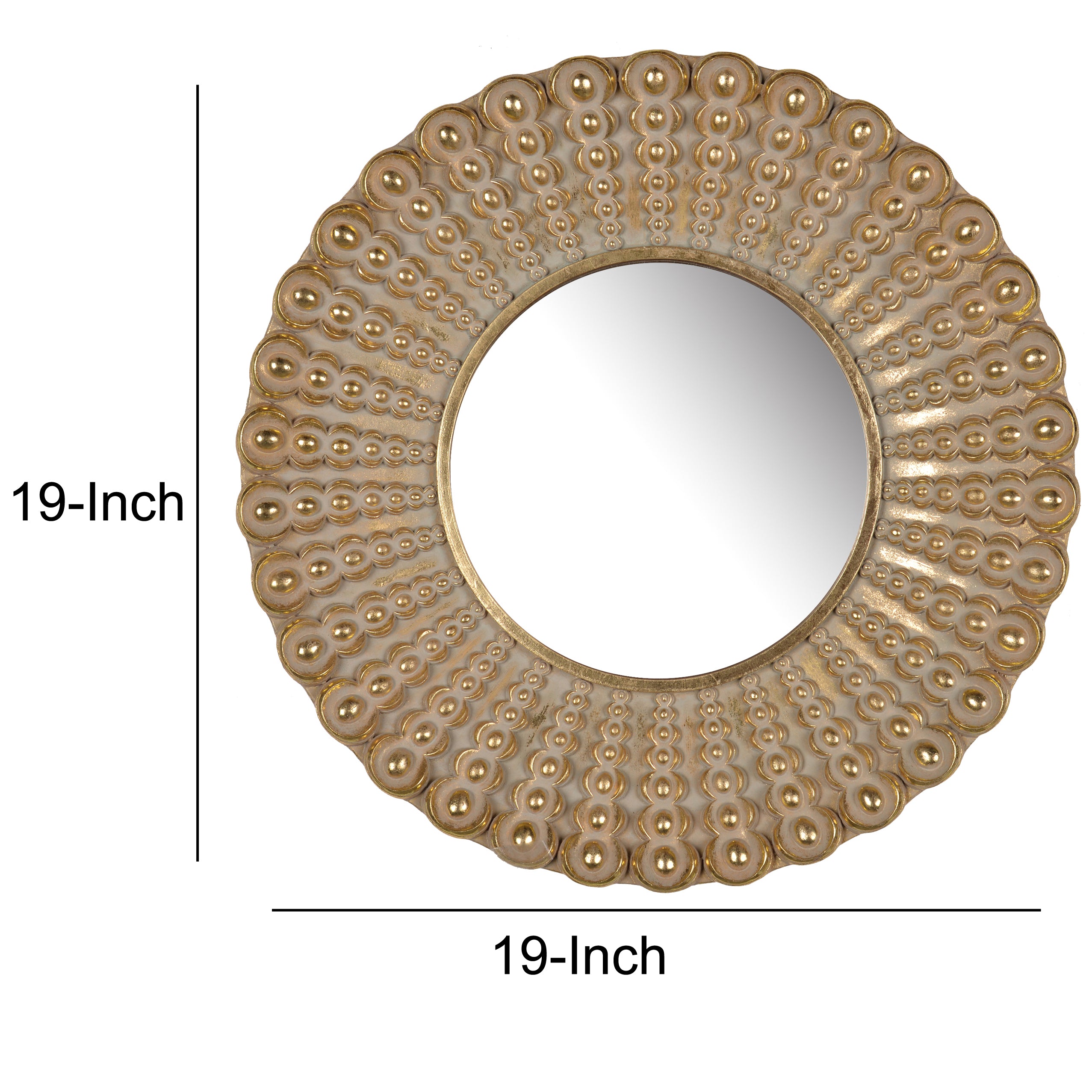 Polyresin Framed Round Wall Mirror With Ornamental Embellishments Gold-zoom-5