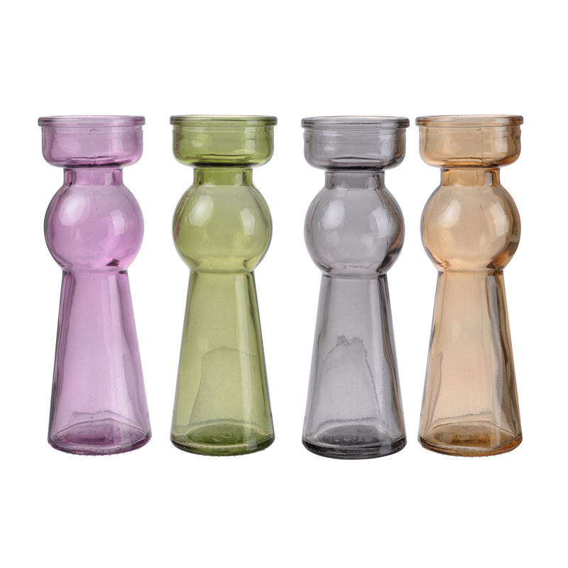 Glass Pillar Tealight Candle Holders Set Of 4 Multicolor-zoom-