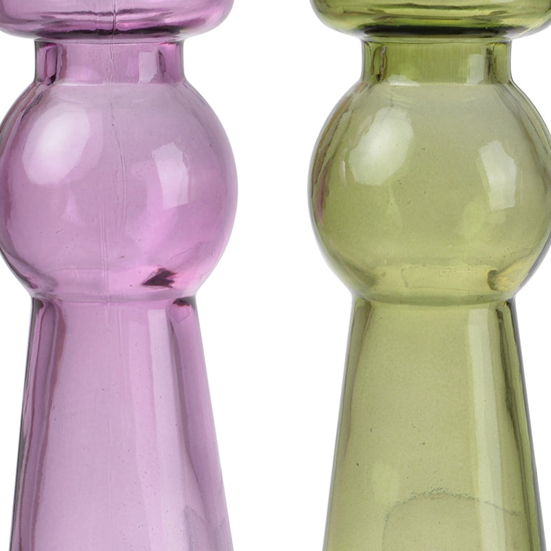 Glass Pillar Tealight Candle Holders Set Of 4 Multicolor-zoom-