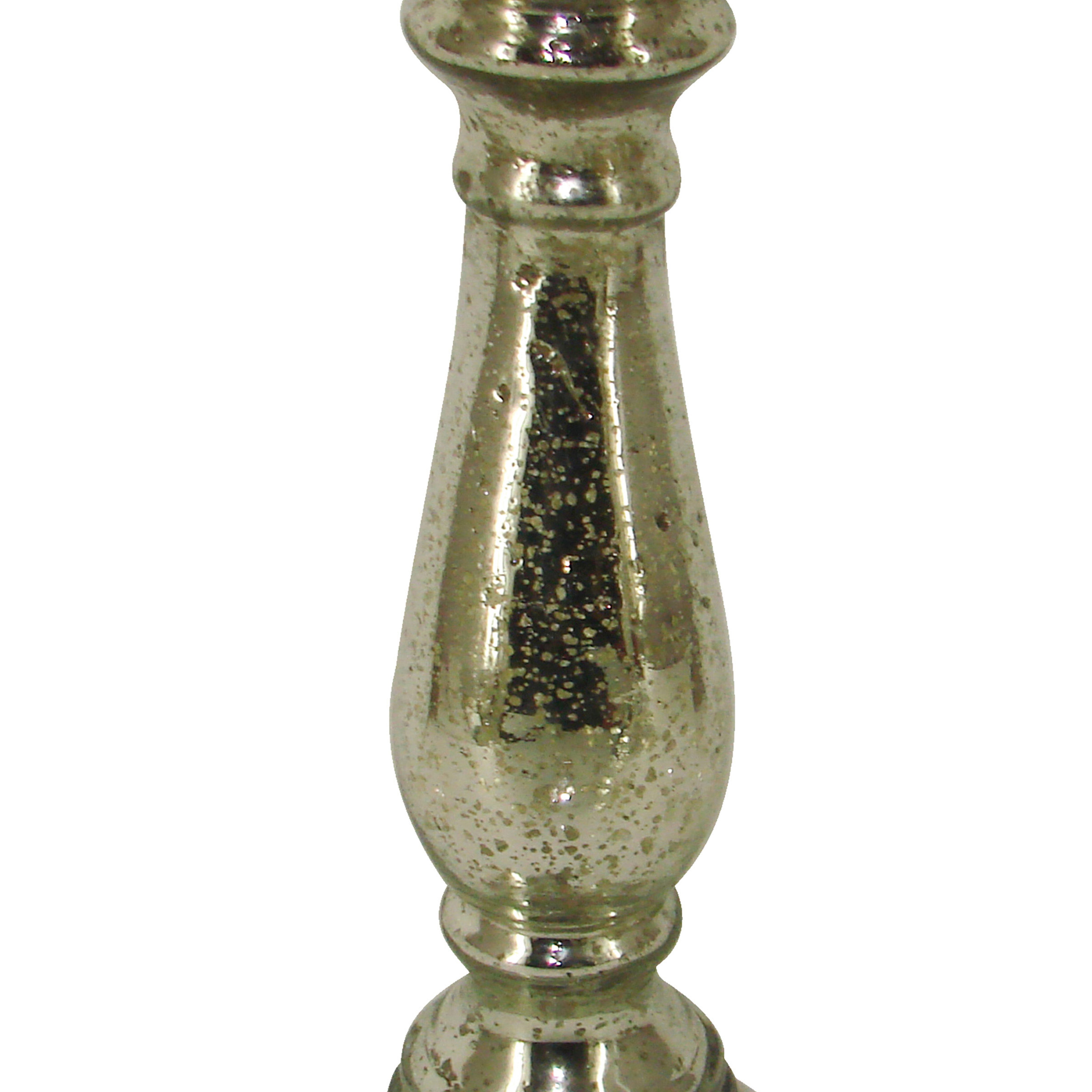 Glass Pillar Candle Holder With Distressed Details Silver-zoom-3