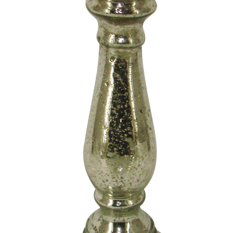 Glass Pillar Candle Holder With Distressed Details Silver-zoom-