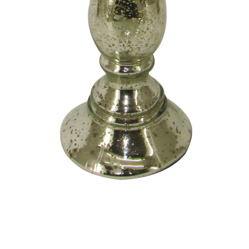 Glass Pillar Candle Holder With Distressed Details Silver-zoom-