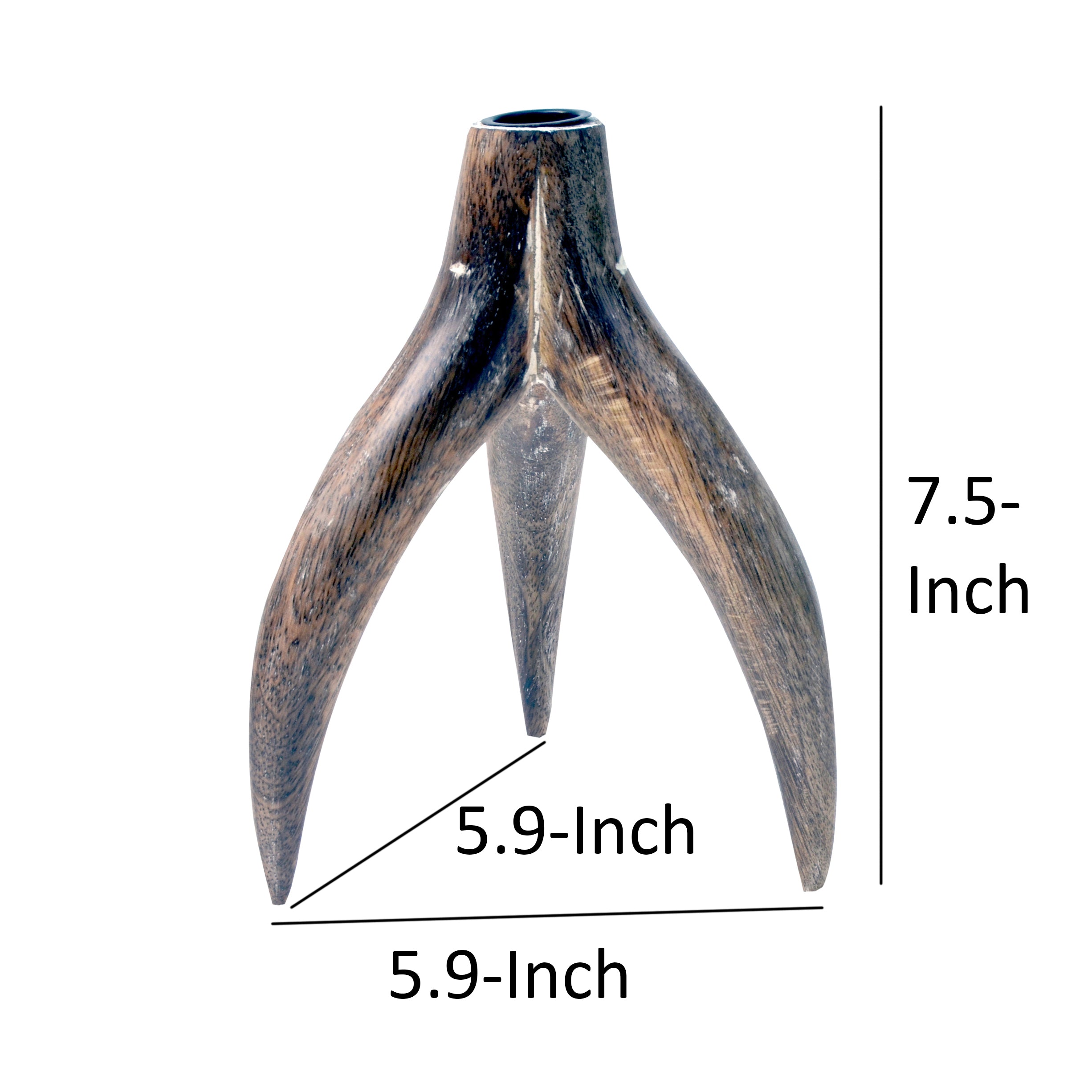 Wooden Antler Shaped Tripod Candlestick Holder Brown And Black-zoom-5
