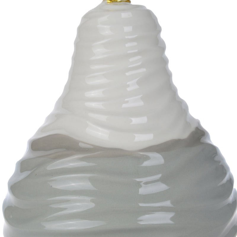 Ceramic Decorative Pear With Golden Stem White And Gray-zoom-