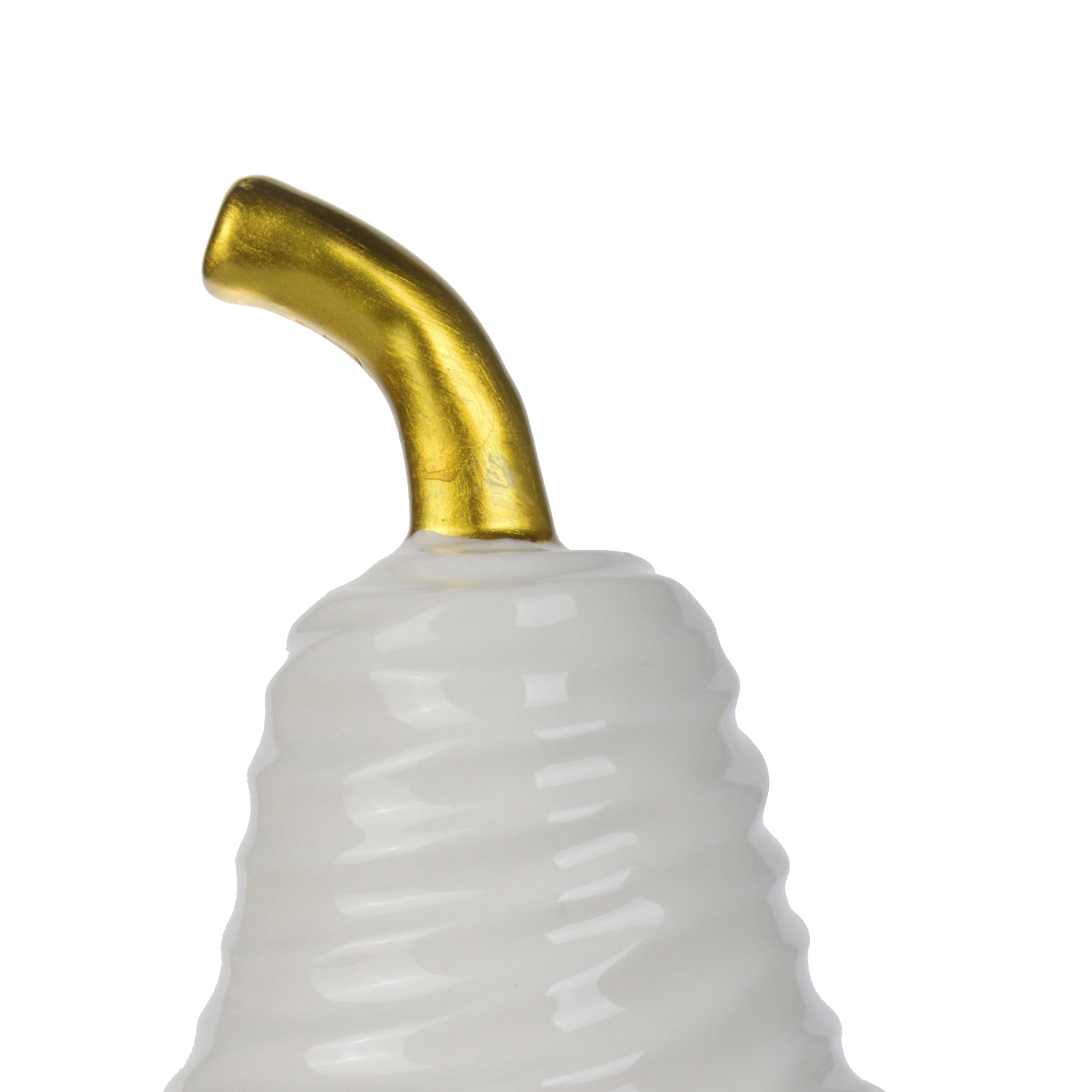 Ceramic Decorative Pear With Golden Stem White And Blue