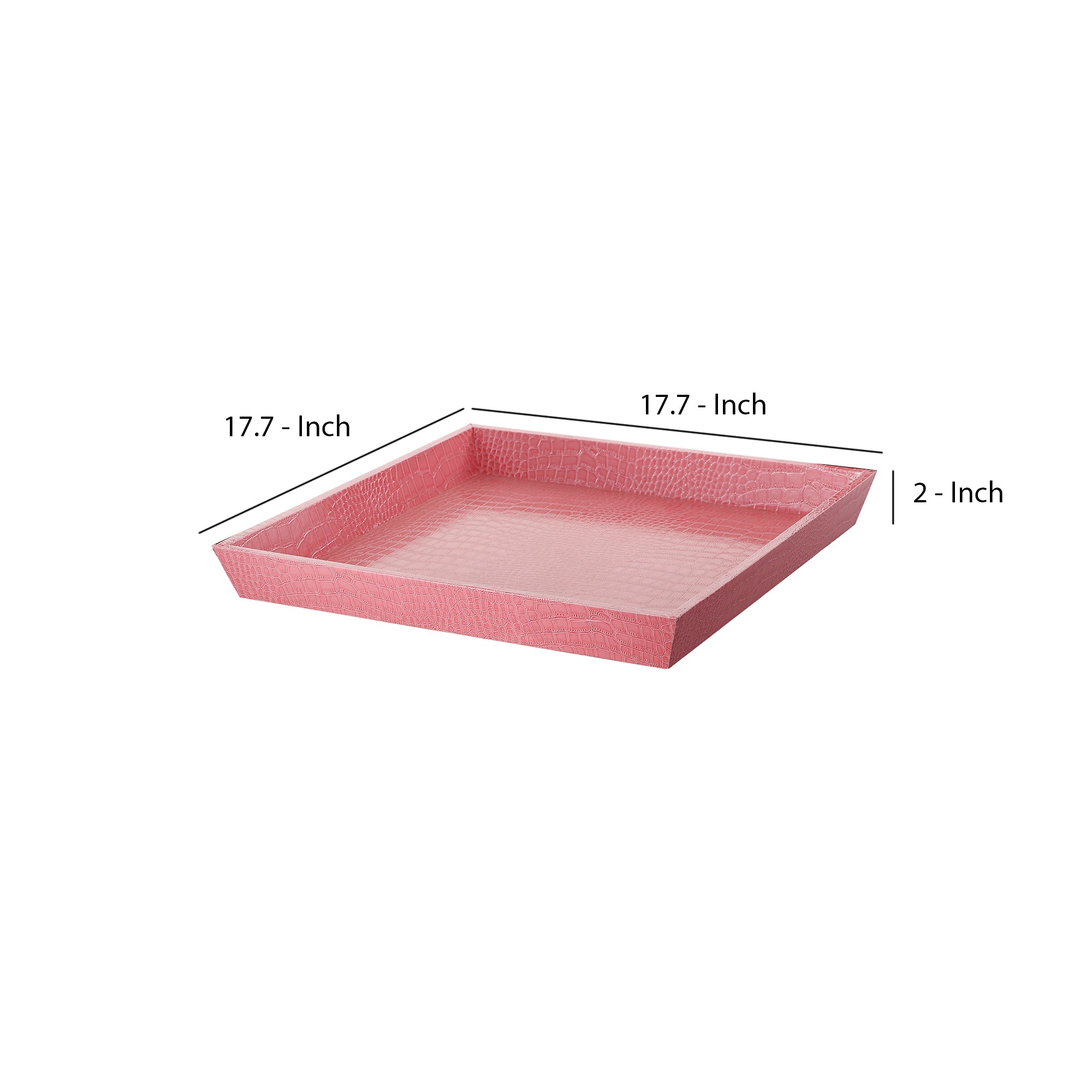 Wood And Leatherette Decorative Serving Tray With Raised Sides Pink-zoom-5