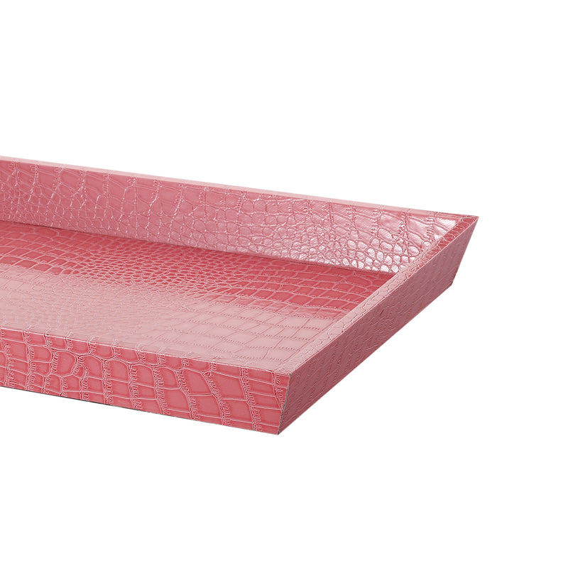 Rectangular Wooden Decorative Serving Tray With Raised Sides Pink-zoom-