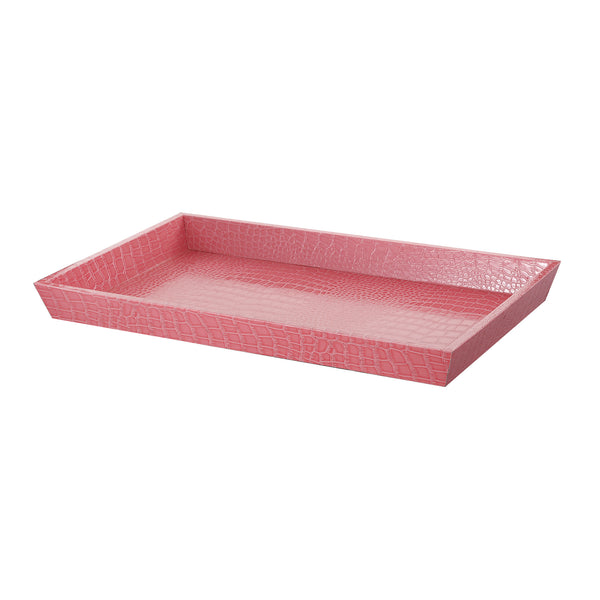 Rectangular Wooden Decorative Serving Tray With Raised Sides Pink