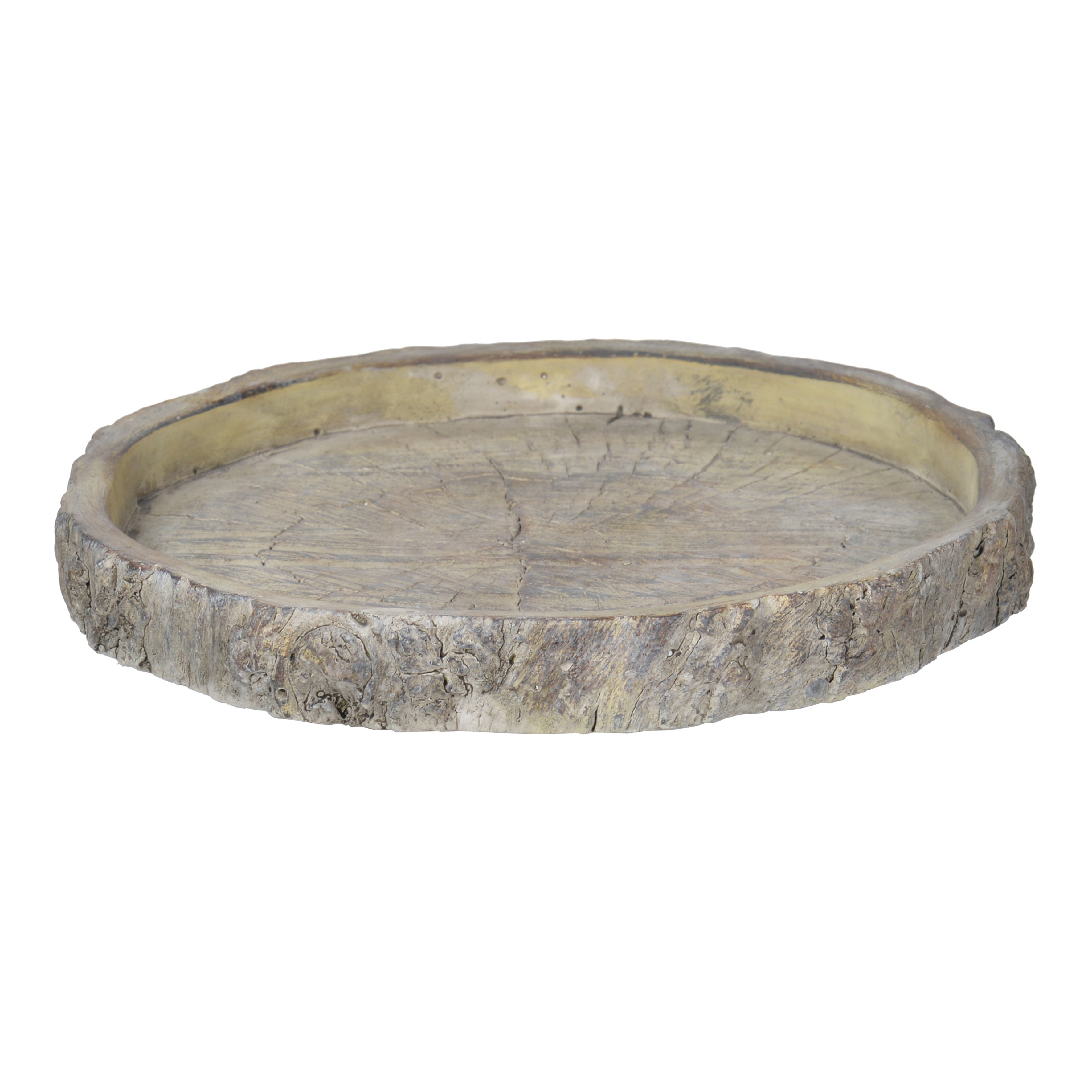 Decorative Round Shape Cemented Log Plate Gray