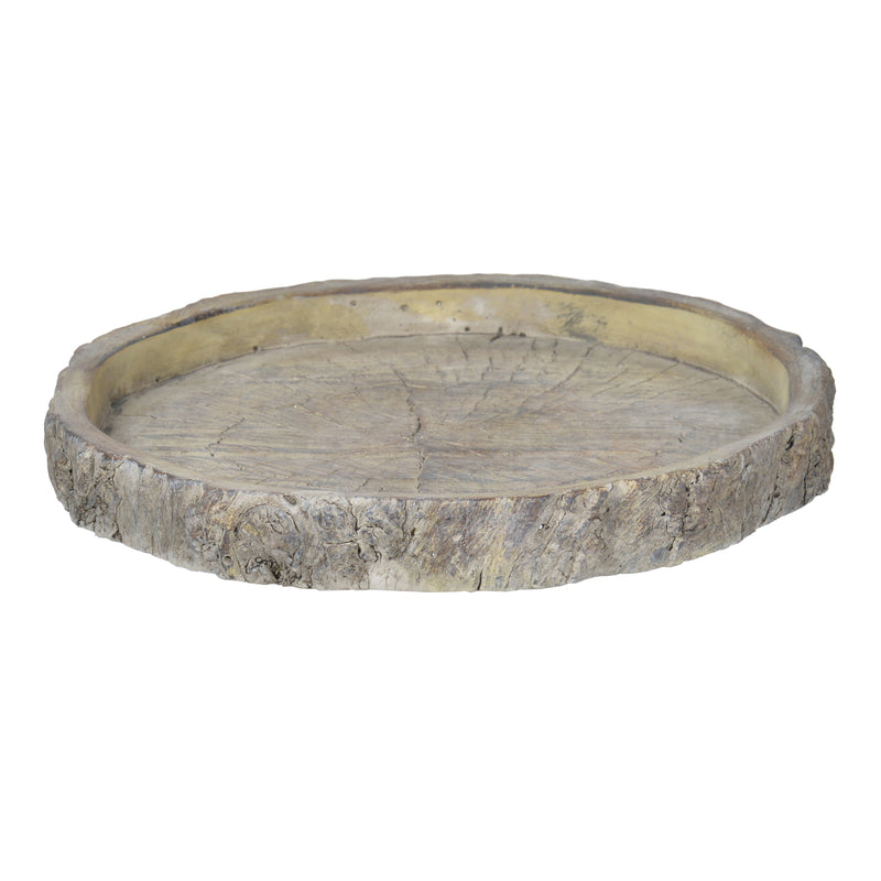 Decorative Round Shape Cemented Log Plate Gray-zoom-