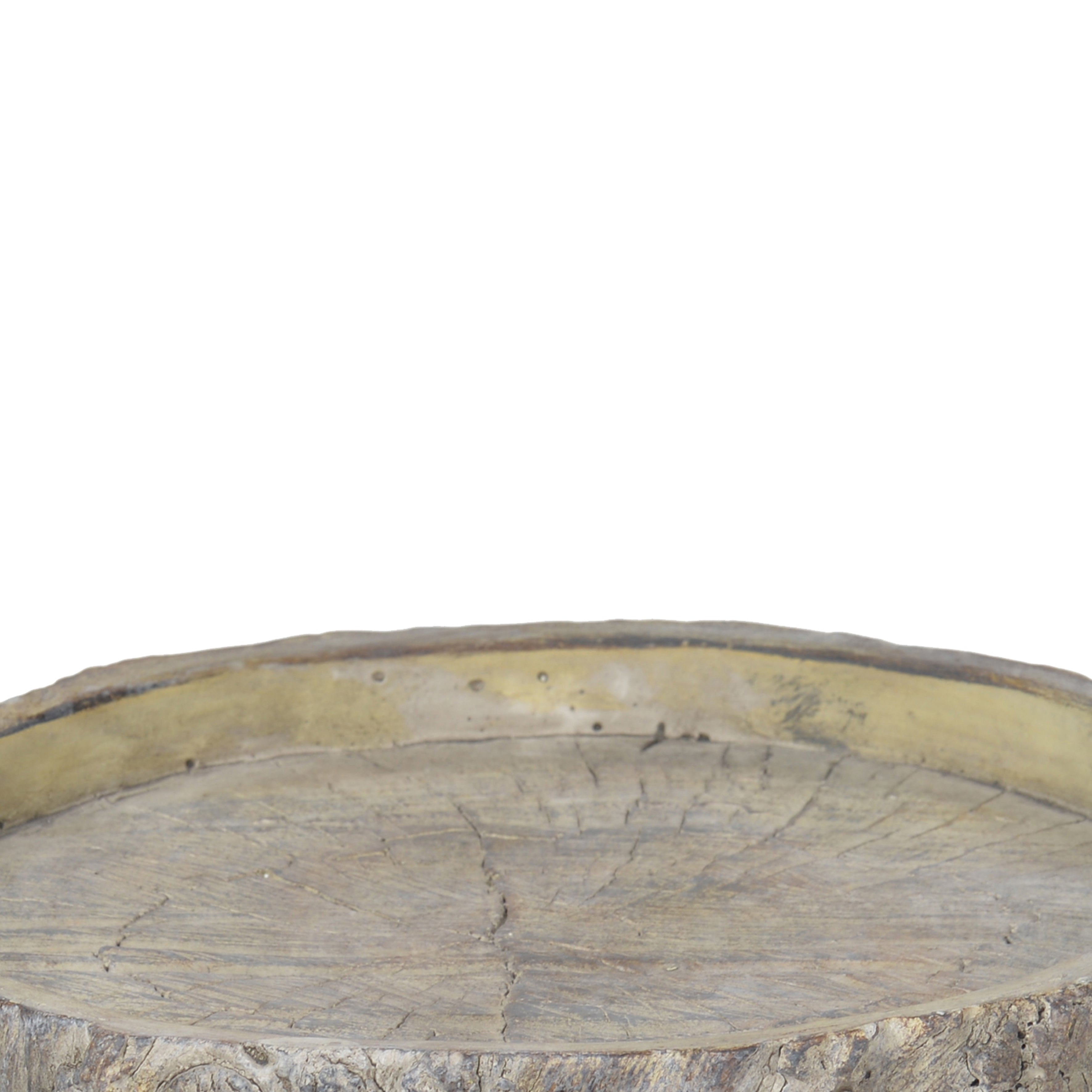 Decorative Round Shape Cemented Log Plate Gray-zoom-2