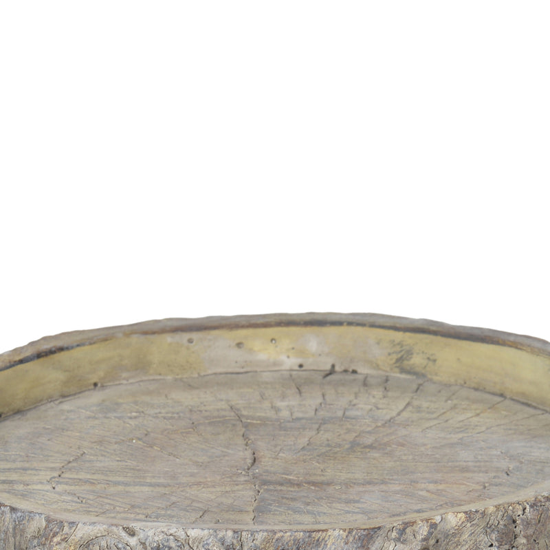 Decorative Round Shape Cemented Log Plate Gray-zoom-