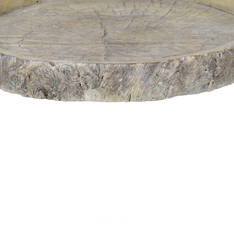 Decorative Round Shape Cemented Log Plate Gray-zoom-