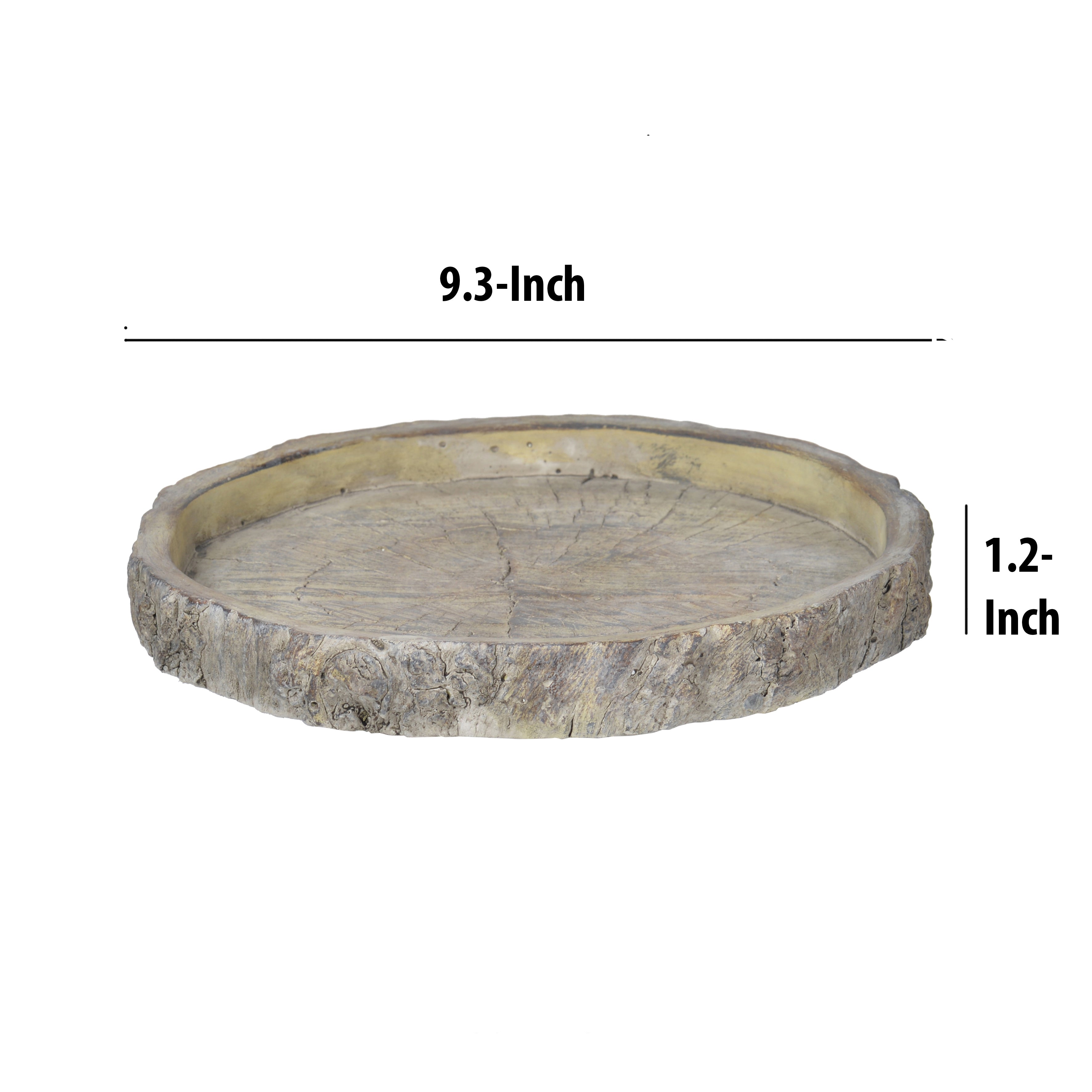 Decorative Round Shape Cemented Log Plate Gray-zoom-4