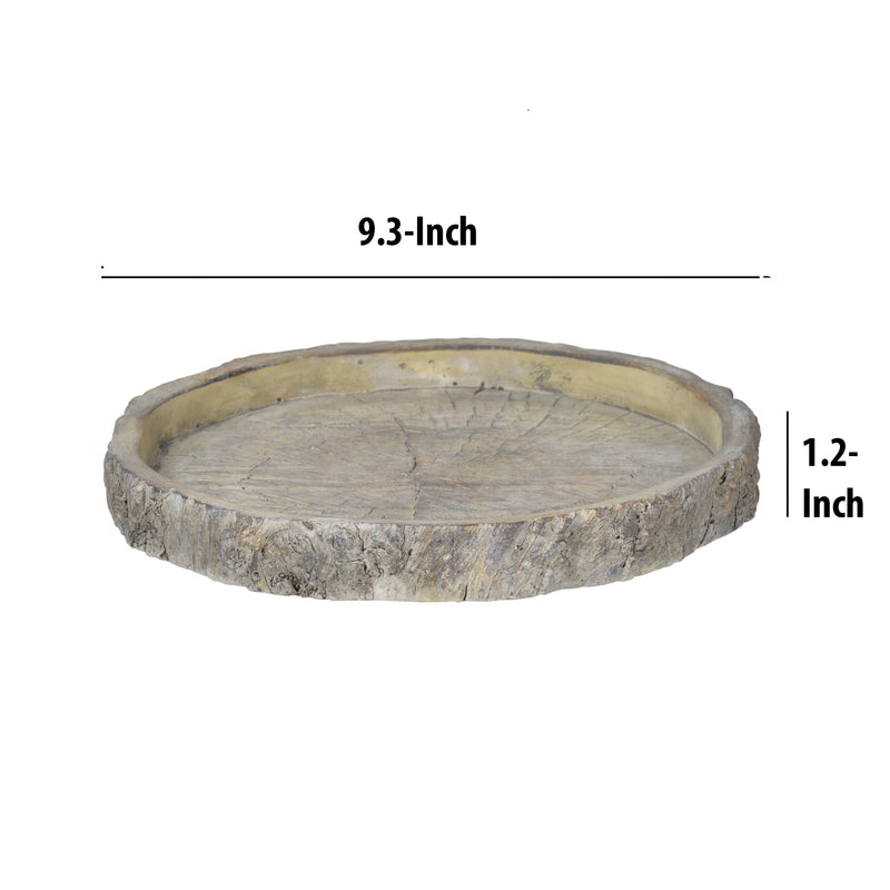 Decorative Round Shape Cemented Log Plate Gray-zoom-