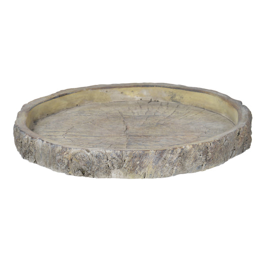 Decorative Round Shape Cemented Log Plate Gray