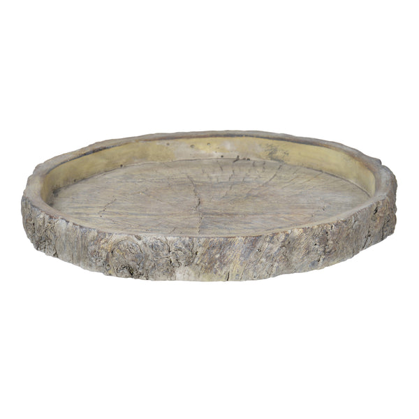 Decorative Round Shape Cemented Log Plate Gray