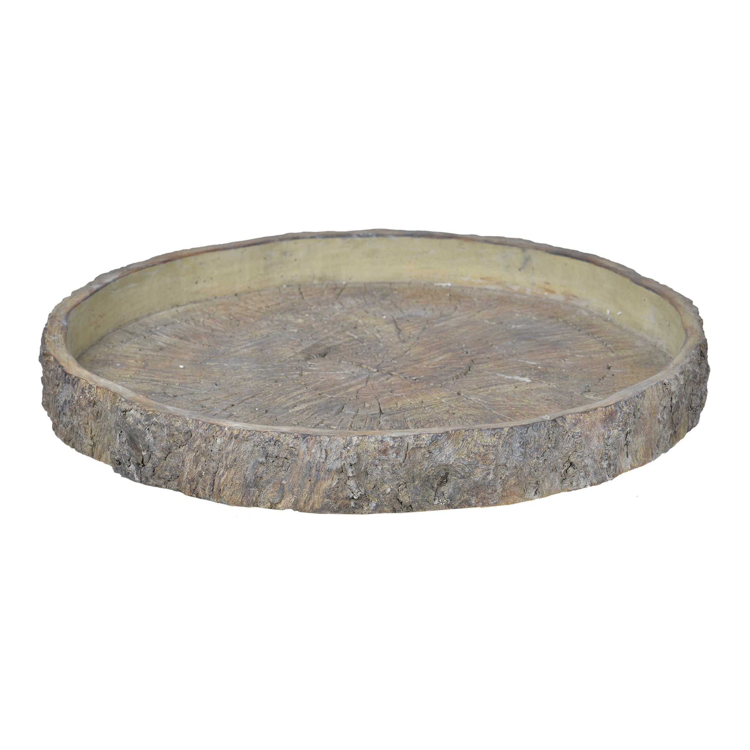Decorative Cemented Log Plate With Distressed Details Gray