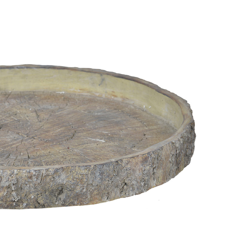Decorative Cemented Log Plate With Distressed Details Gray-zoom-