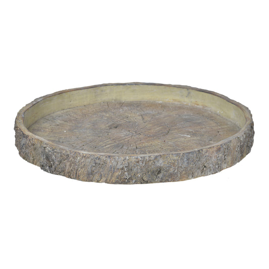 Decorative Cemented Log Plate With Distressed Details Gray