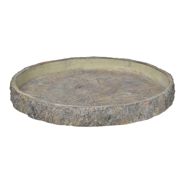 Decorative Cemented Log Plate With Distressed Details Gray