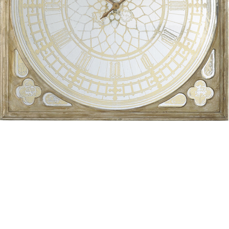 Square Oversized Wooden Wall Clock With Glass Inlay Gold And Clear-zoom-