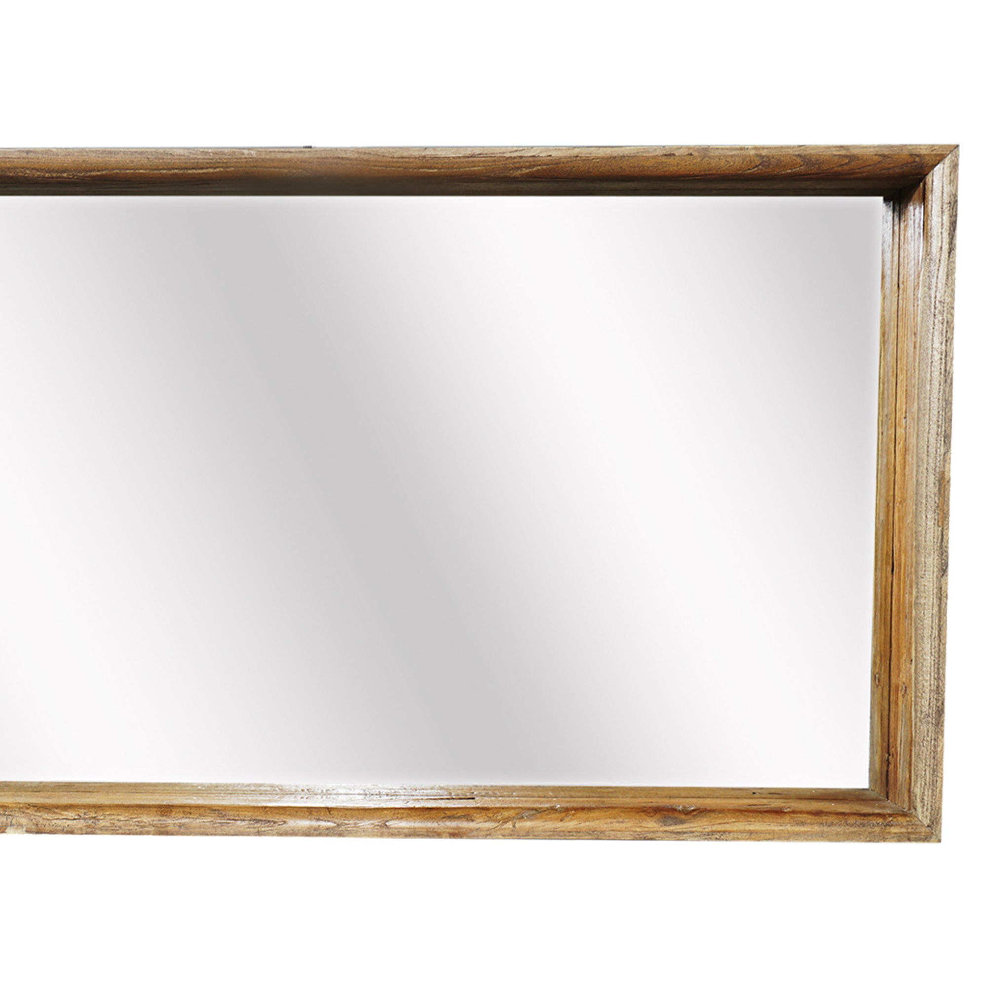 Rustic Style Wooden Wall Mirror In Rectangular Shape Brown-zoom-2