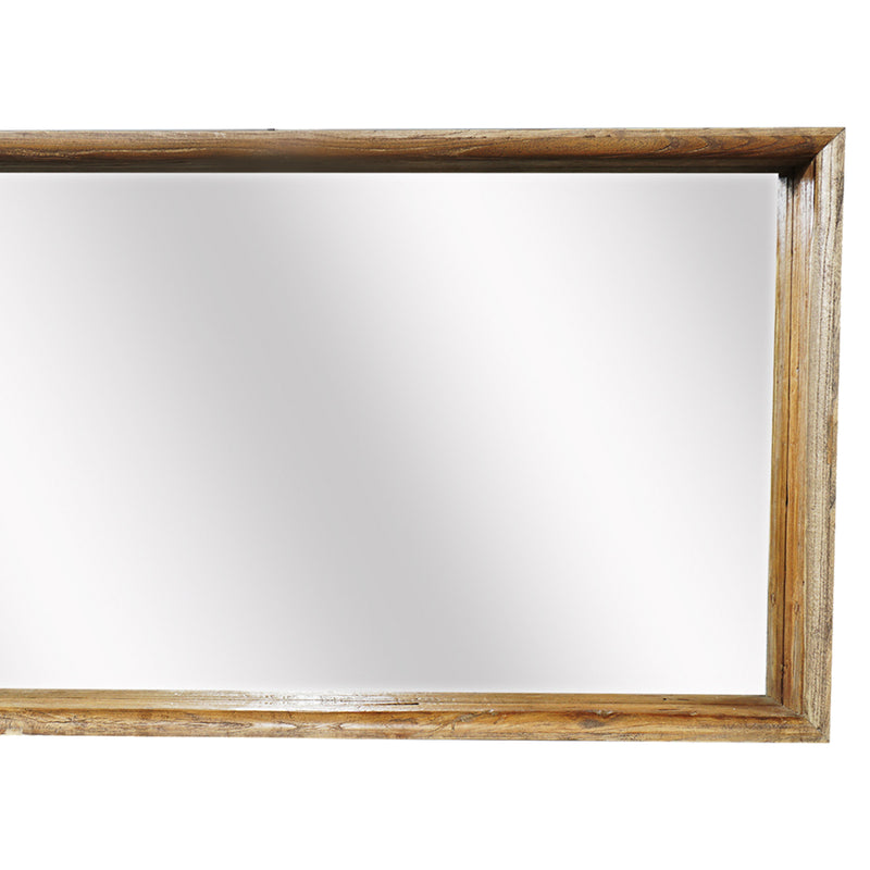 Rustic Style Wooden Wall Mirror In Rectangular Shape Brown-zoom-
