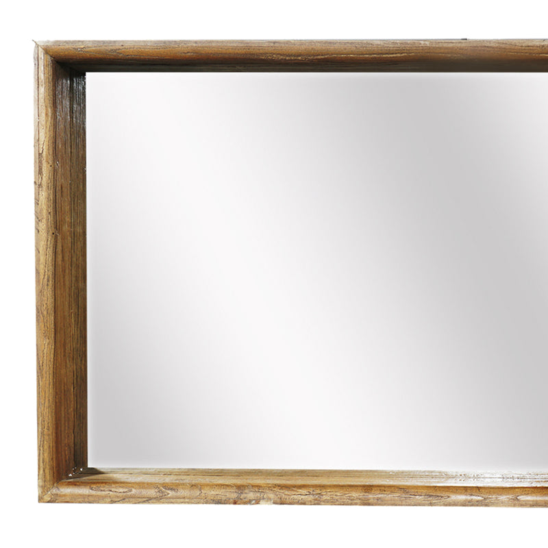 Rustic Style Wooden Wall Mirror In Rectangular Shape Brown-zoom-