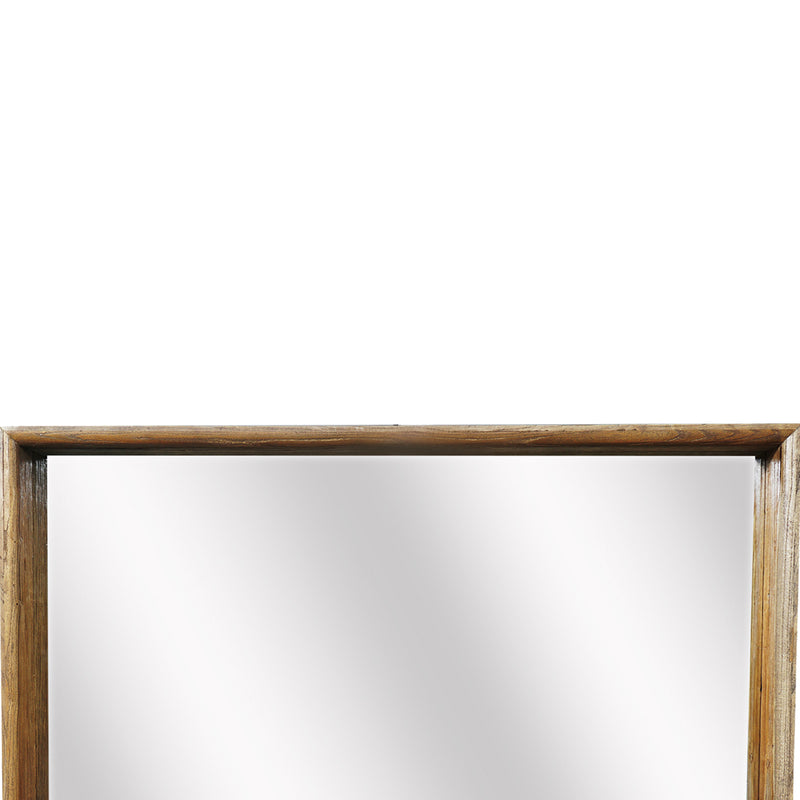 Rustic Style Wooden Wall Mirror In Rectangular Shape Brown-zoom-