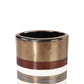 Cylindrical Shape Ceramic Decorative Vase With Bands Multicolor