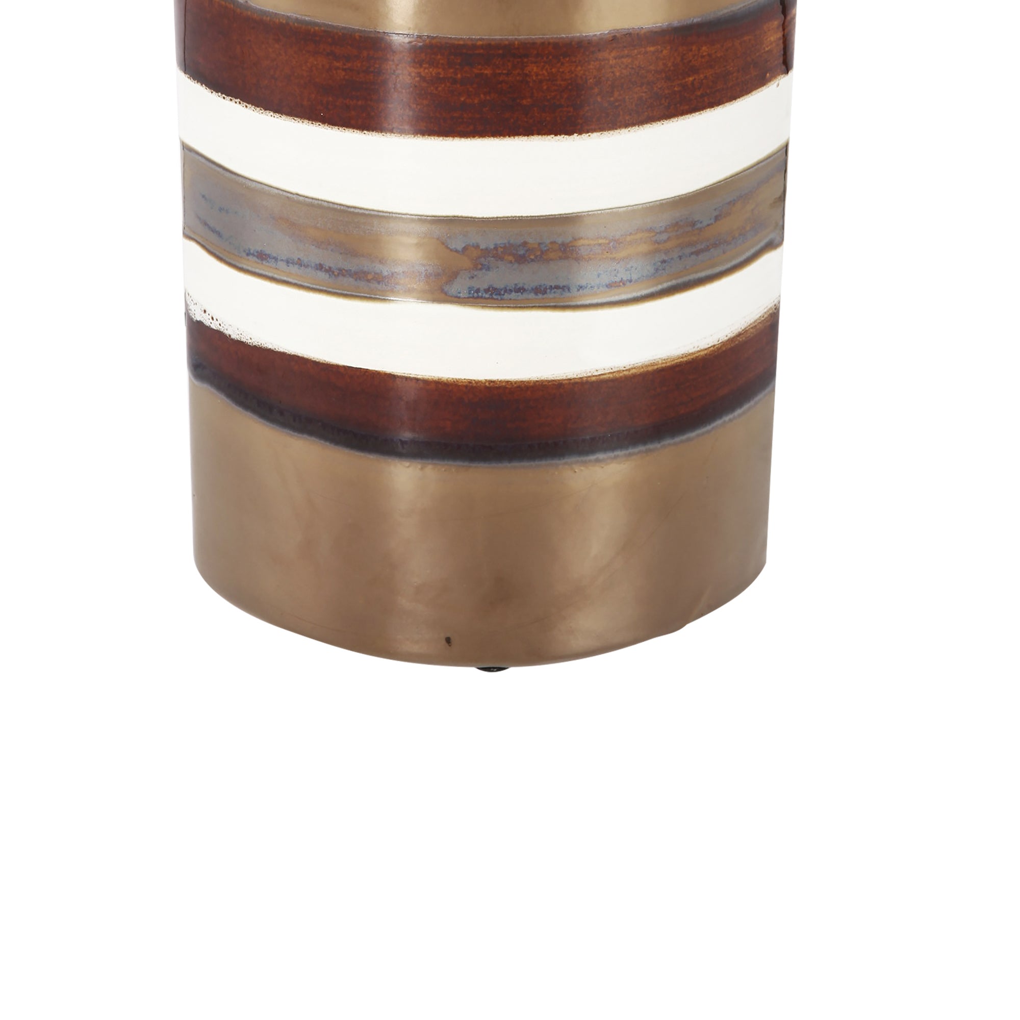Cylindrical Shape Ceramic Decorative Vase With Bands Multicolor-zoom-3