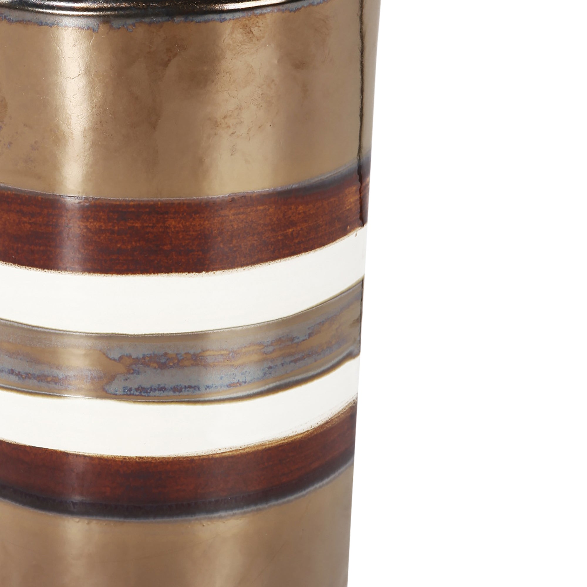 Cylindrical Shape Ceramic Decorative Vase With Bands Multicolor-zoom-4