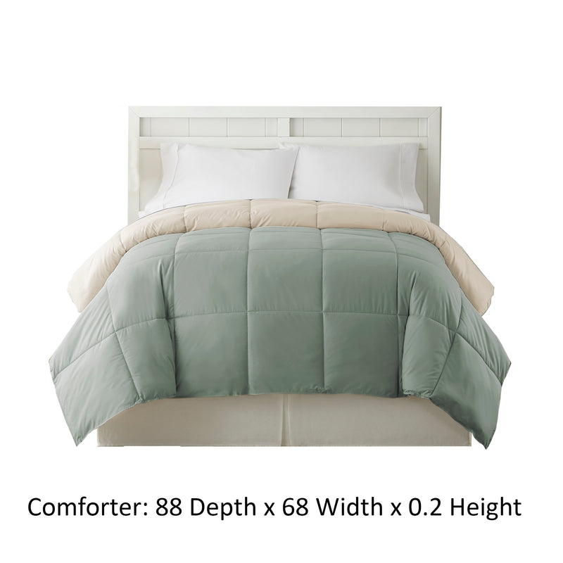 Genoa Twin Size Box Quilted Reversible Comforter The Urban Port Gray And Beige-zoom-