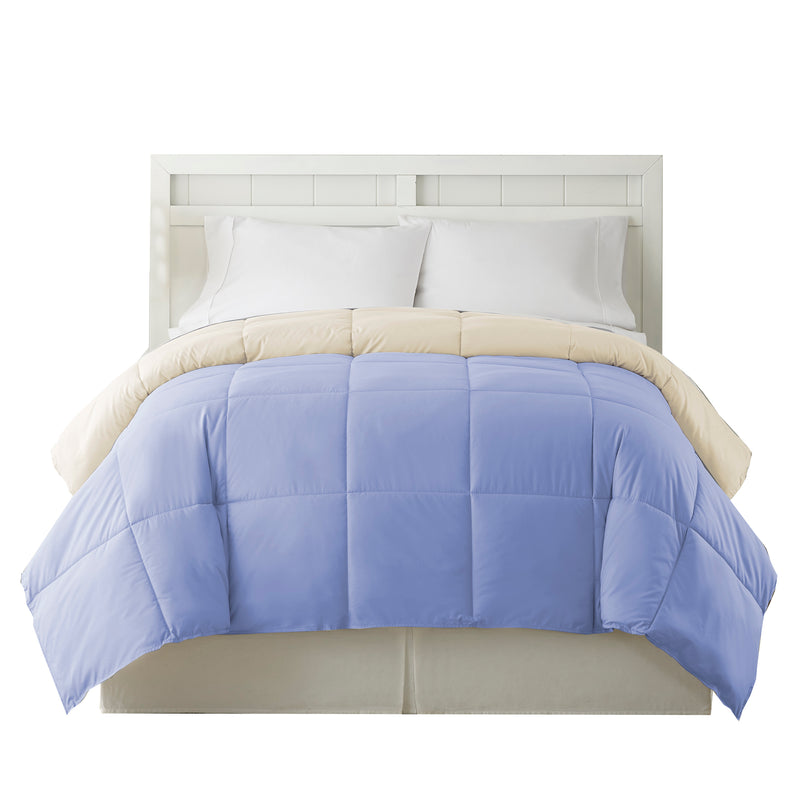 Genoa King Size Box Quilted Reversible Comforter The Urban Port Blue And Cream-zoom-