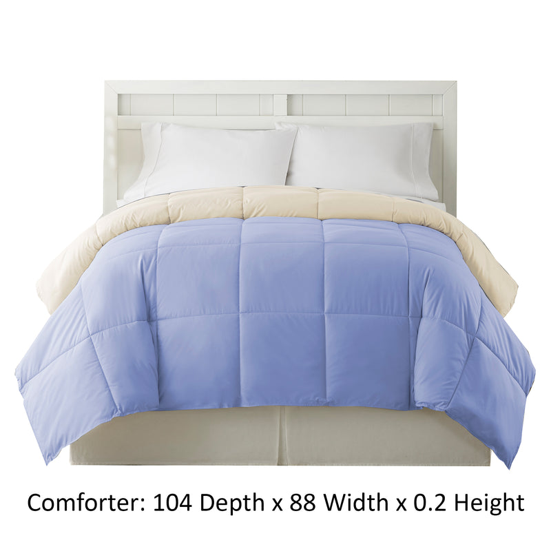 Genoa King Size Box Quilted Reversible Comforter The Urban Port Blue And Cream-zoom-