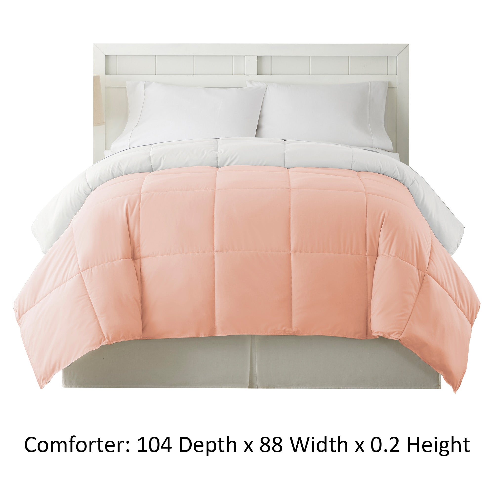 Genoa King Size Box Quilted Reversible Comforter The Urban Port White And Pink-zoom-4