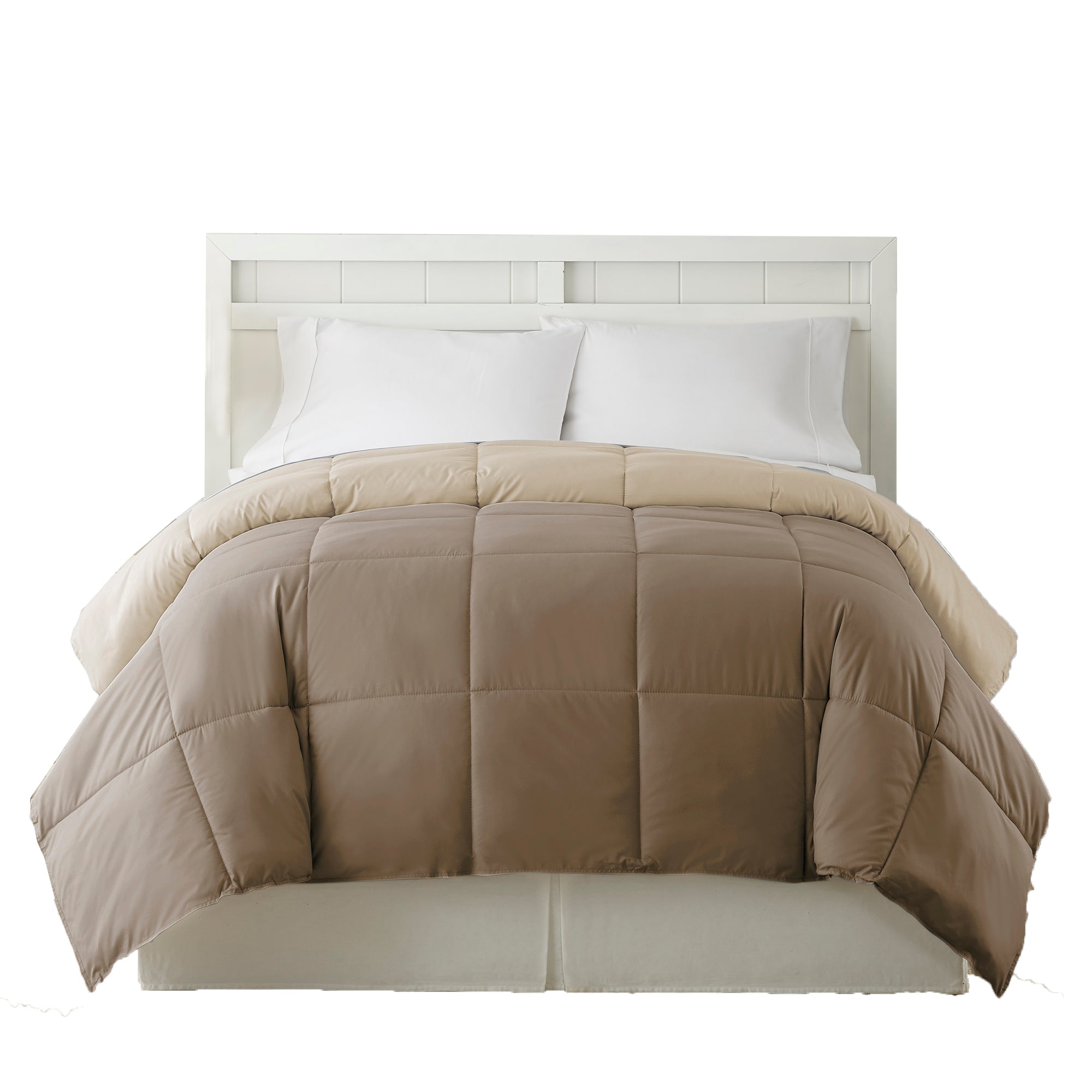 Genoa King Size Box Quilted Reversible Comforter The Urban Port Brown And Gold