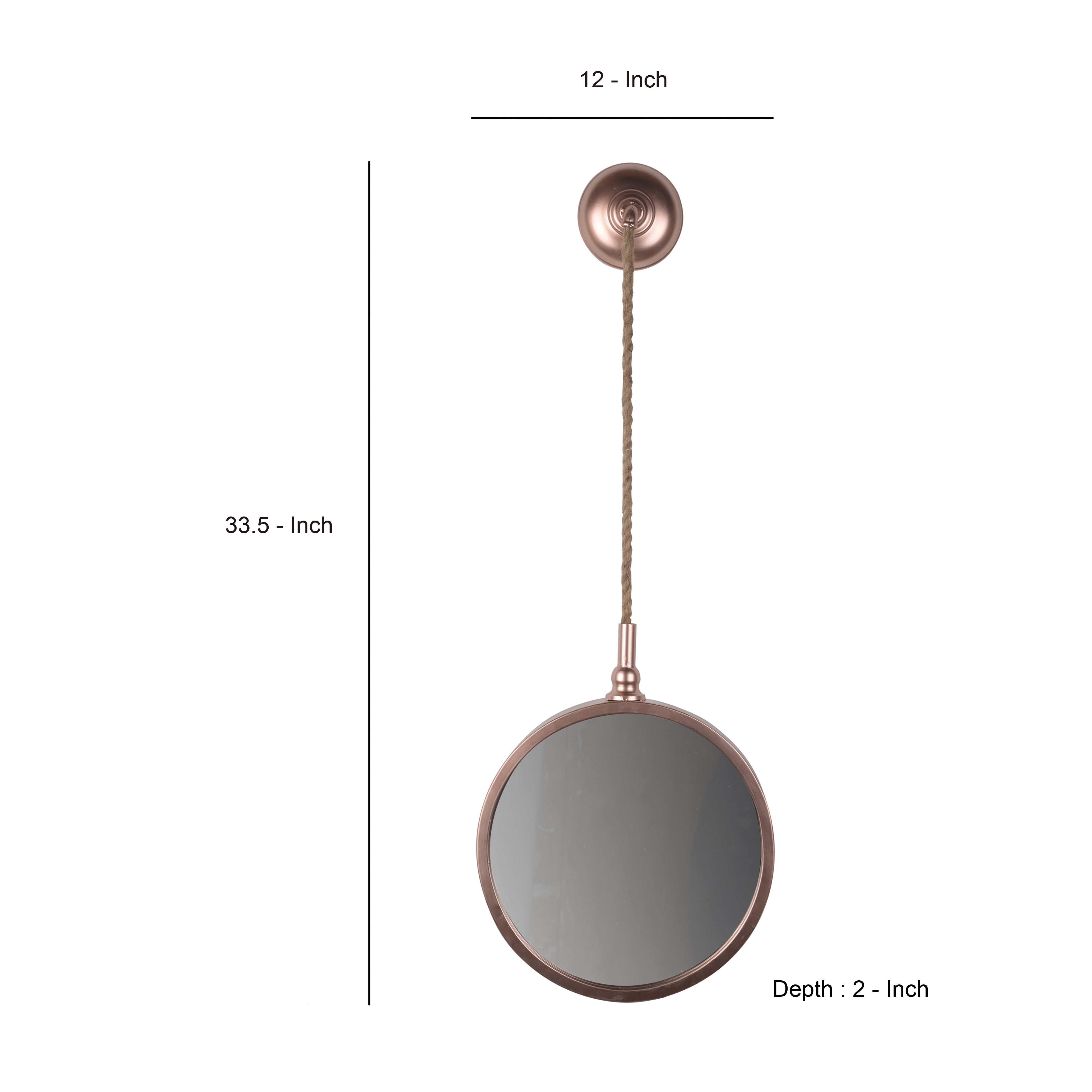 Metal Frame Round Wall Mirror With Attached Rope Hanging Small Copper-zoom-4