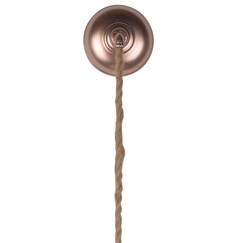 Metal Frame Round Wall Mirror With Attached Rope Hanging Medium Copper-zoom-