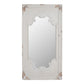 Wooden Rectangle Wall Mirror With Chipped Edges And Hook White