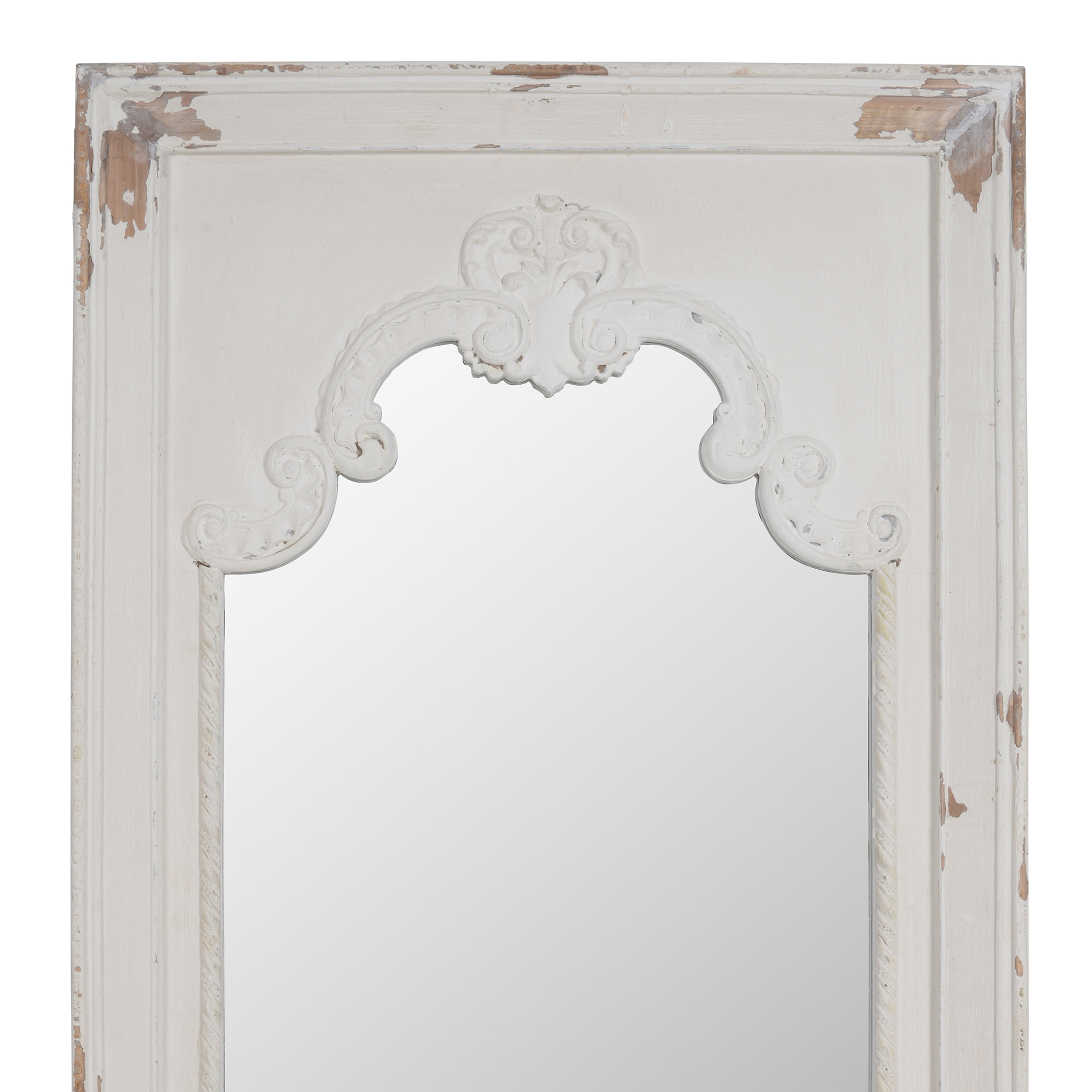 Wooden Rectangle Wall Mirror With Chipped Edges And Hook White-zoom-2