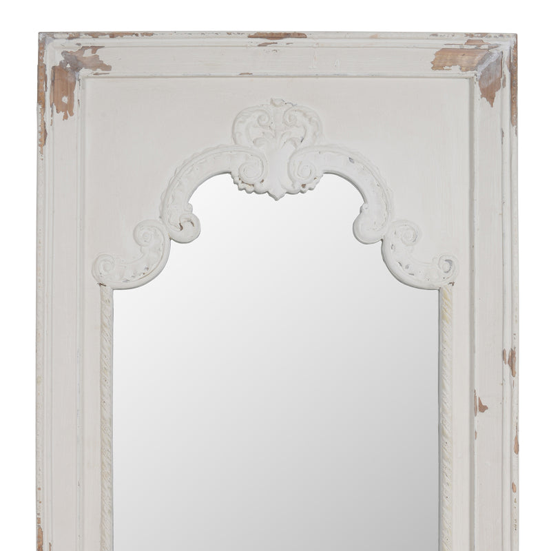Wooden Rectangle Wall Mirror With Chipped Edges And Hook White-zoom-