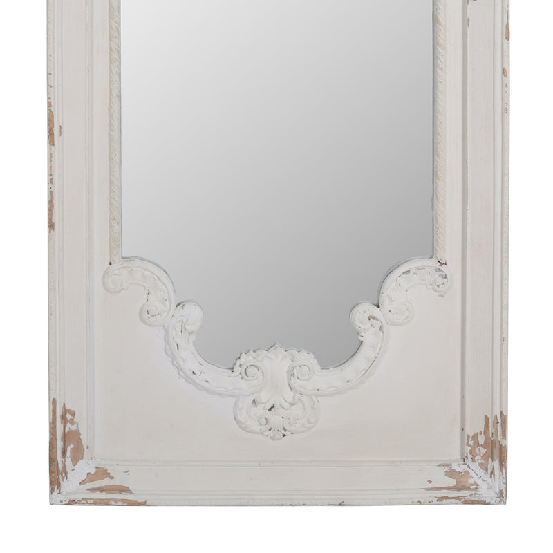 Wooden Rectangle Wall Mirror With Chipped Edges And Hook White-zoom-