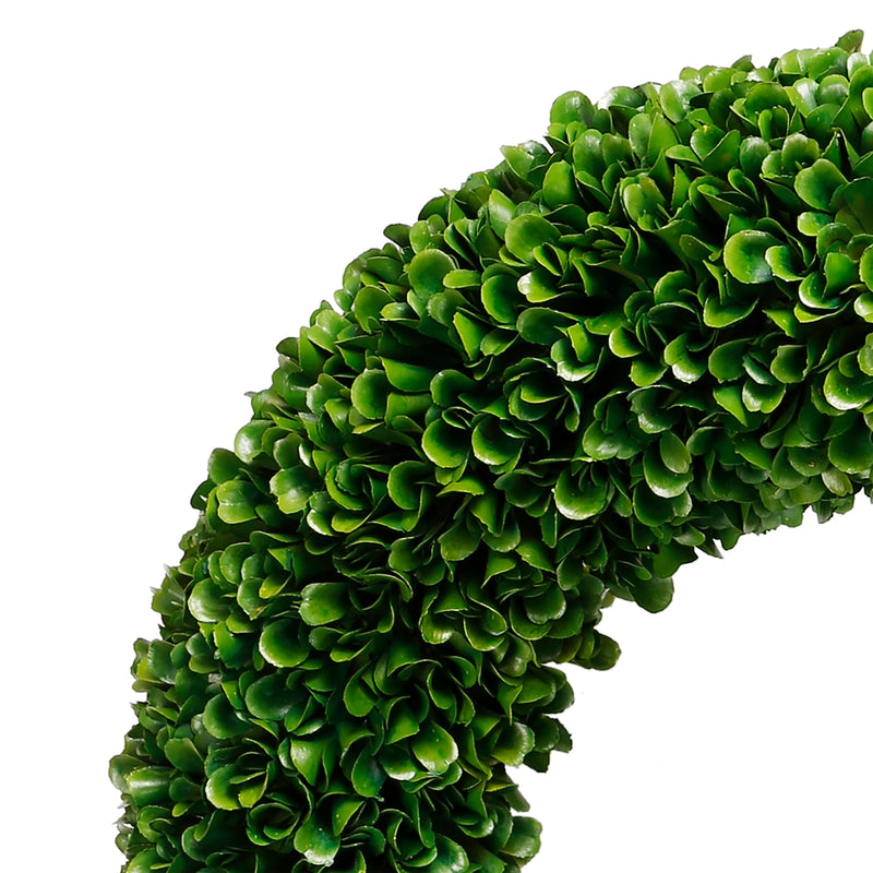 Round Faux Boxwood Plastic Wreath For Decoration Green-zoom-