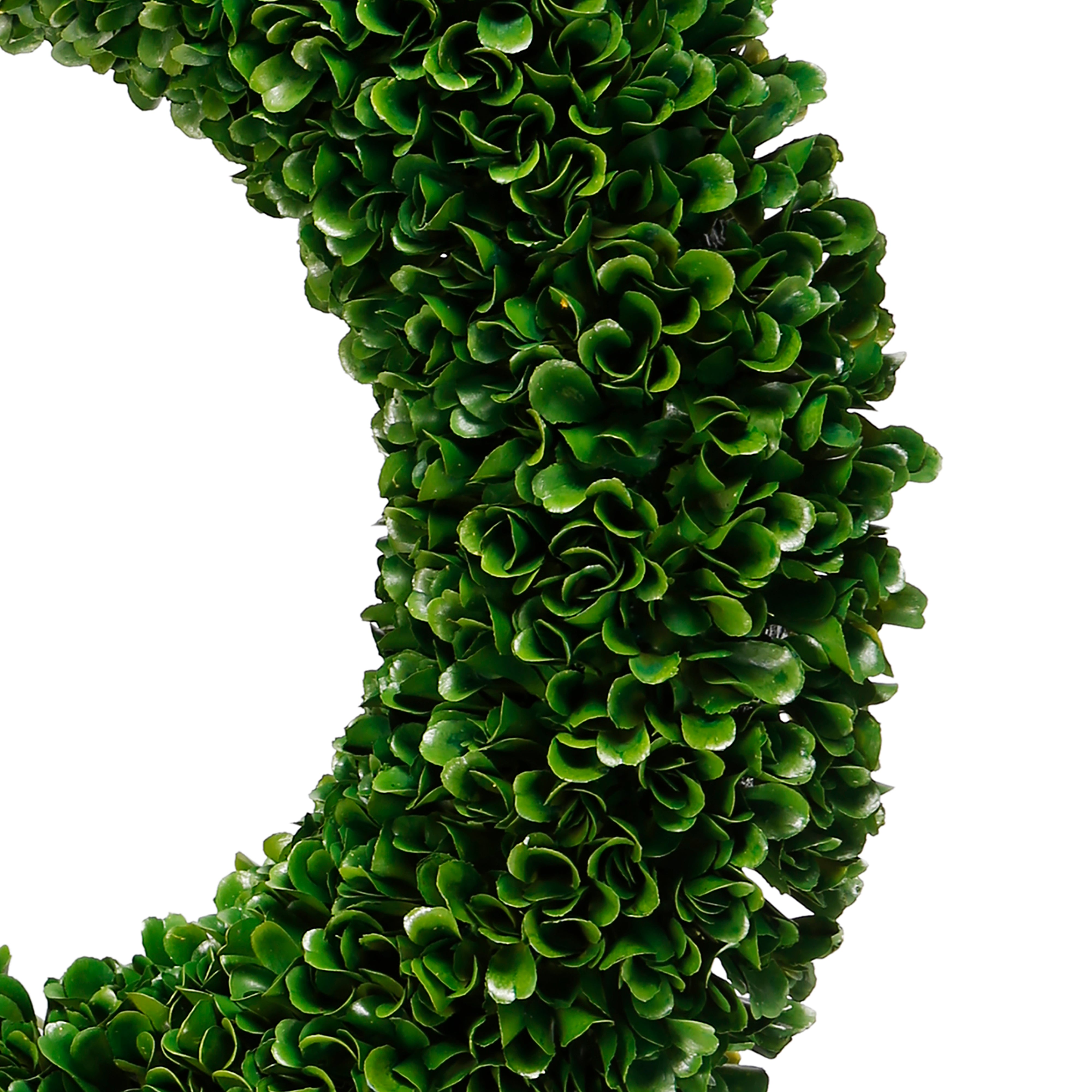 Round Faux Boxwood Plastic Wreath For Decoration Green-zoom-3