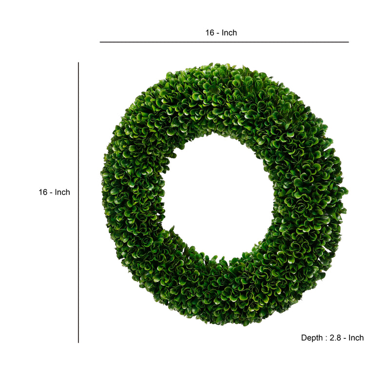 Round Faux Boxwood Plastic Wreath For Decoration Green-zoom-