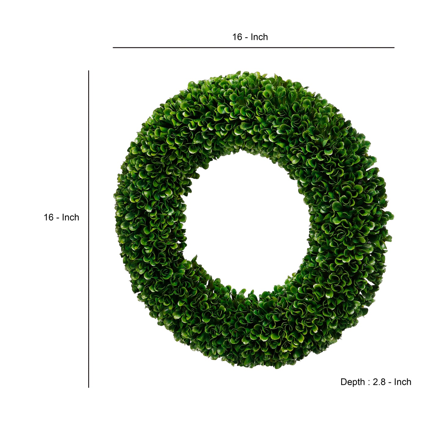 Round Faux Boxwood Plastic Wreath For Decoration Green