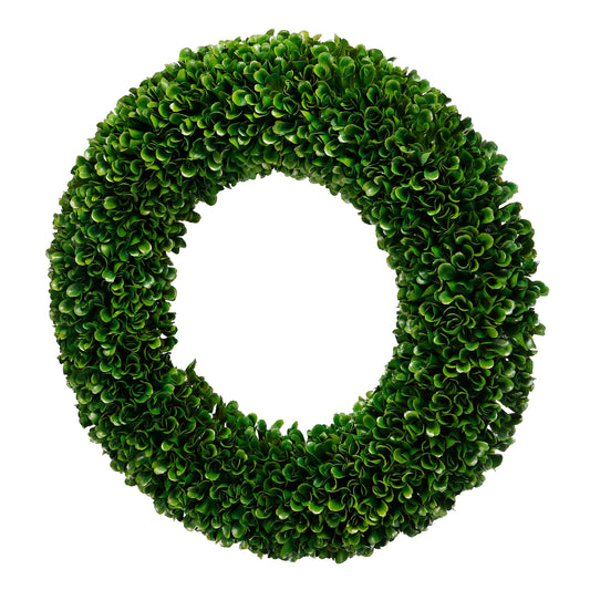 Round Faux Boxwood Plastic Wreath For Decoration Green